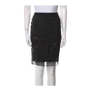 Lavender Label Vera Wang Grey Wool Silk Floral and Mesh Detail Pencil Skirt Sz 4